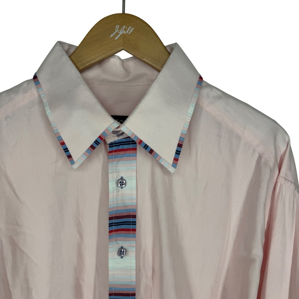 Bogosse Mens Pink Cotton Button Dress Shirt Contrast Trim Size 5 XL French Cuffs